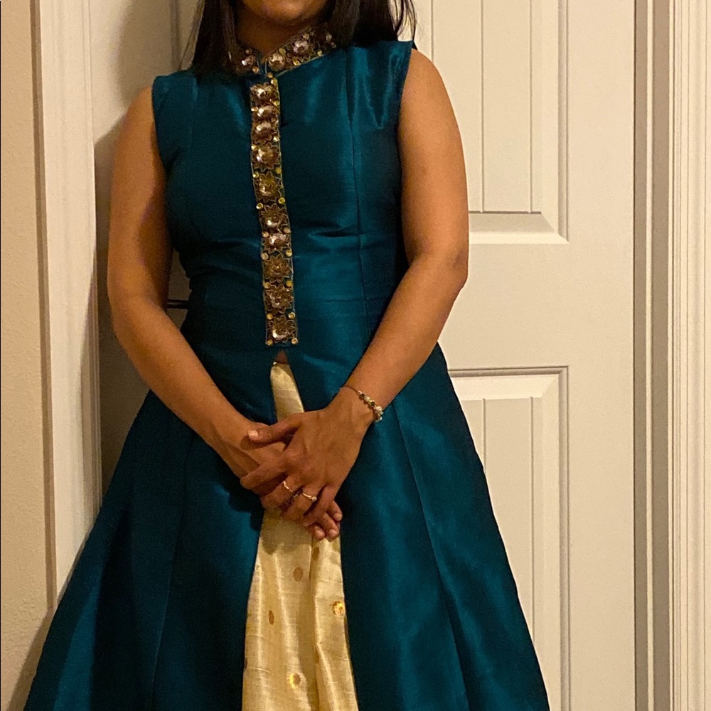 Silk long gown with skirt